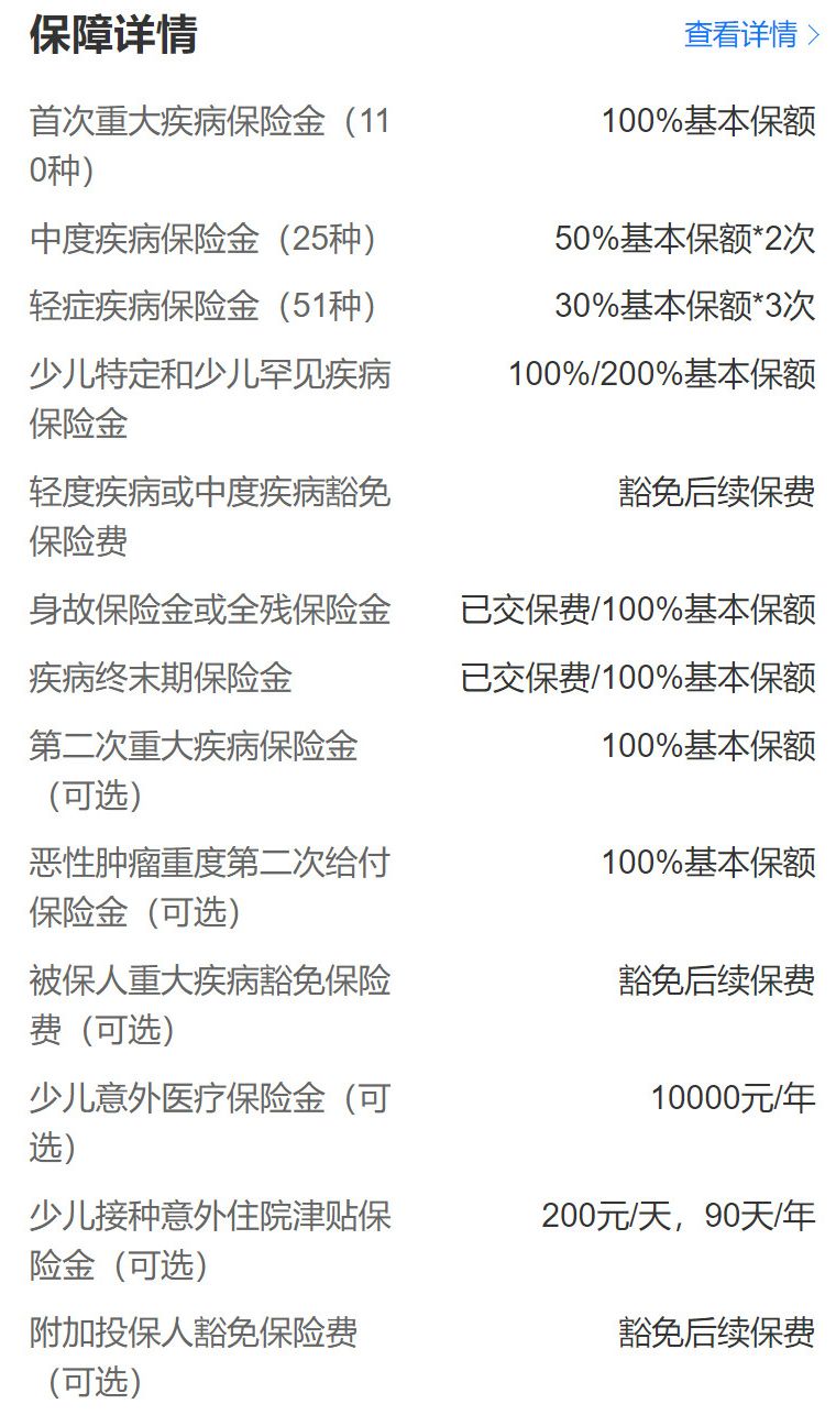 复星联合妈咪保贝（新生版）少儿重疾险